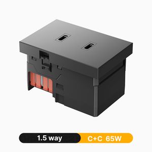 フランス規格2ポートソケット+デュアルUSB充電65Wモジュール(ホワイト)